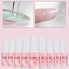 A collection of nail glue bottles and a pair of tweezers demonstrating the Fast-Drying Glitter Nail Glue for Acrylic Art.