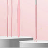 A set of stainless steel nail clippers and a precision nipper displayed against a pink background.