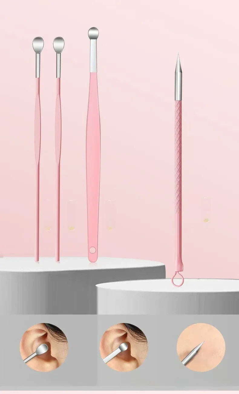 A set of stainless steel nail clippers and a precision nipper displayed against a pink background.