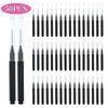 A set of 50 mini brow and eyelash combs in black packaging.