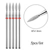 A set of five diamond nail drill bits, measuring 7x1.8mm, shown in a vertical arrangement.