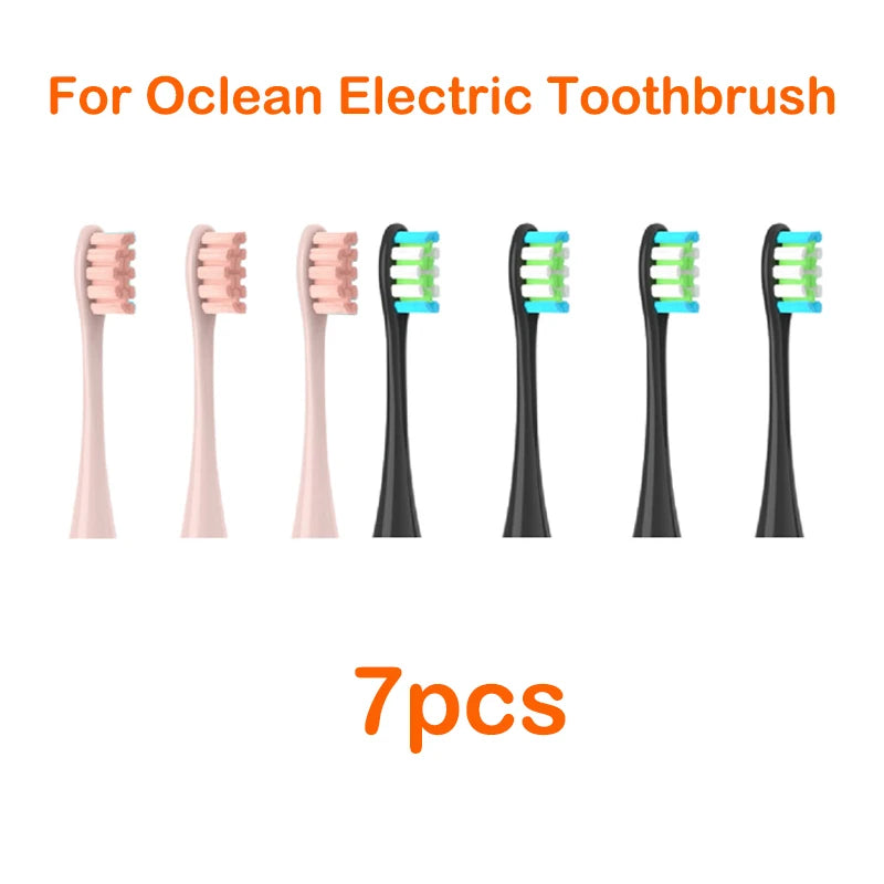 Seven replacement silicone bristles for an Ocean electric toothbrush are shown.