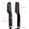 A black professional electric beard straightener with titanium plates and a non-slip design.