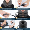 Instructions show how to adjust, inflate, and use an inflatable cervical neck traction pillow for pain relief.