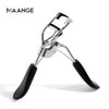 A silver makeup eyelash curler with black handles shown against a white background.
