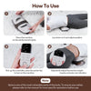 Instructions showing how to use an electric lumbar traction massager for back and waist pain relief device