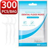 A package of 300 professional clean dental floss picks in a clear plastic bag with a blue label.