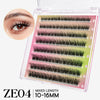 A box of ZE04 mixed length eyelash extensions showing various shades and lengths.