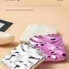 Miroir carré miniature pliable rose et argent sur fond clair
