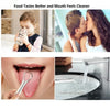 Stainless steel tongue scraper being used for oral hygiene and cleaning