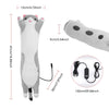 A cat-shaped electric heating pad for period and muscle relief shown in various dimensions.
