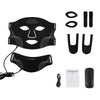 Black multi-color LED facial mask with silicone pads and power cord