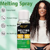 Bouteille de produit pour cheveux Melting Spray avec une femme qui le modélise.
