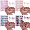 A collection of pink and nude glossy press-on nails for hands and toes displayed in various shades and styles.