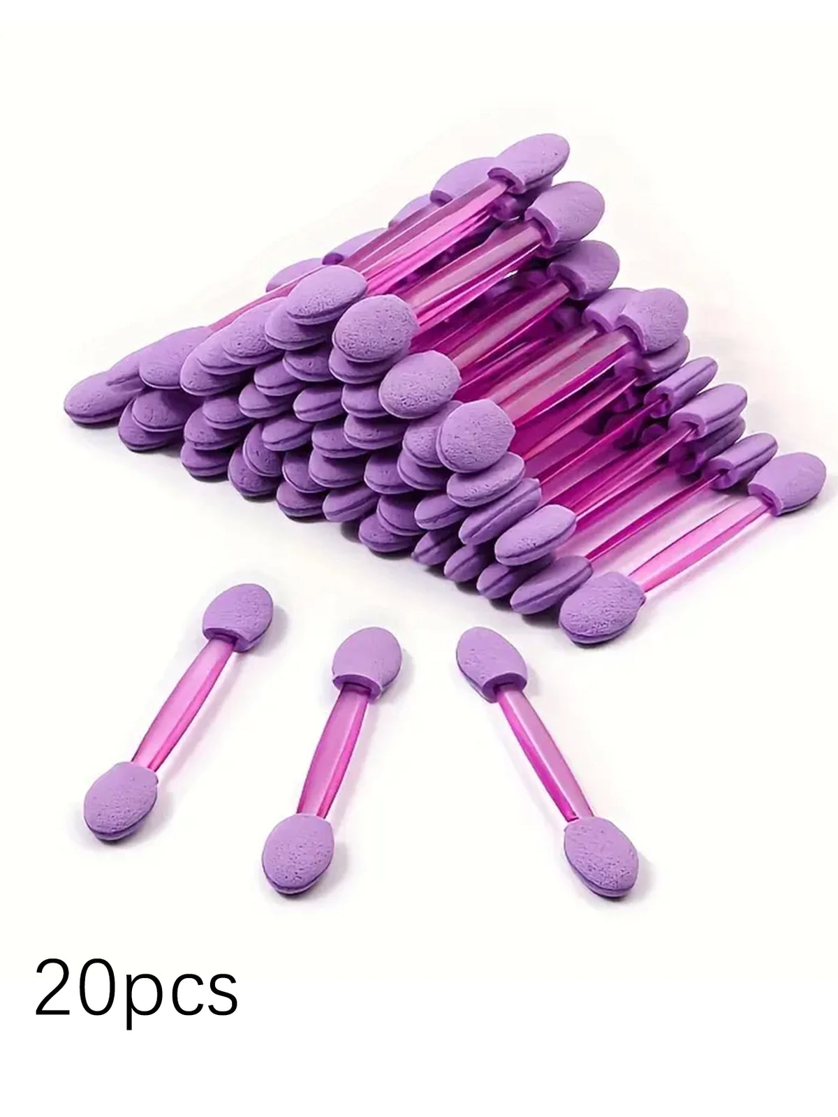 A collection of 20 double-sided nail art brushes with purple and pink colored sponges.