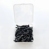 A clear plastic container holds thirty black reusable silicone eyelash curler pads.