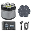 A magnetic floating electric head shaver set including the shaver, charging cable, and display