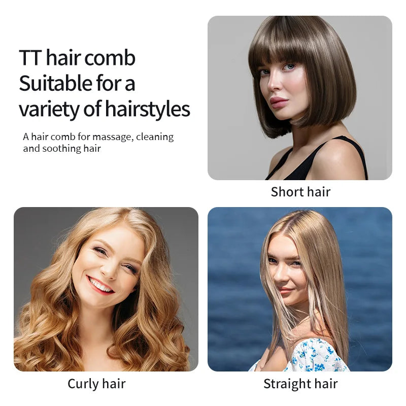 TT hair comb suitable for various hairstyles including short, curly, and straight hair