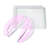 Clear silicone lash lift pads in a plastic container with pink silicone pads visible.