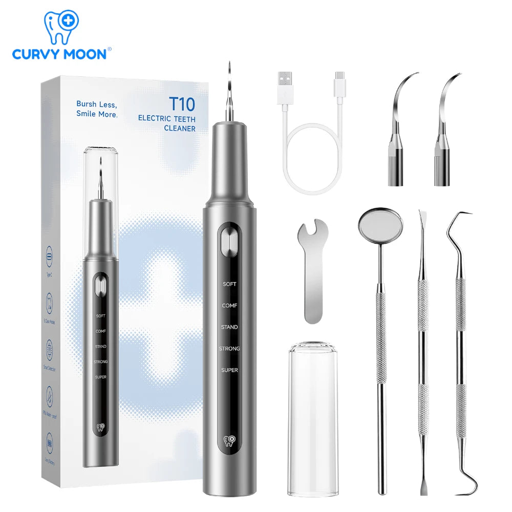 A set of T10 electric teeth cleaners and accessories for ultrasonic dental cleaning.