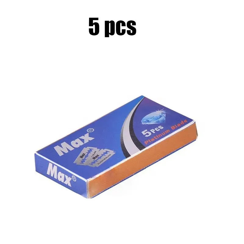 Box of 5 pieces of Max Platinum Blades for a double-sided safety stainless steel razor