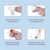 Instructions for using a portable medical compression nebulizer, showing steps to add solution, attach the mask, rotate the c