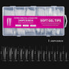 Boîte en plastique transparent contenant 240 tips pour ongles acryliques de longue couverture, en différentes tailles et quan