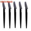 Five black stainless steel eyebrow trimmer kits shown individually.