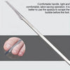 A silver multi-piece foot care tool kit for callus and dead skin removal is shown with a hand demonstrating its use.