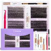 A kit of individual cluster lashes and tools for DIY soft volume eyelash cluster extension