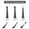 A set of black electric dental scaler tools for tooth decay, surface cleaning, and interdental cleaning.