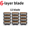 A set of twelve 6-layer blades for a precision stainless steel razor.